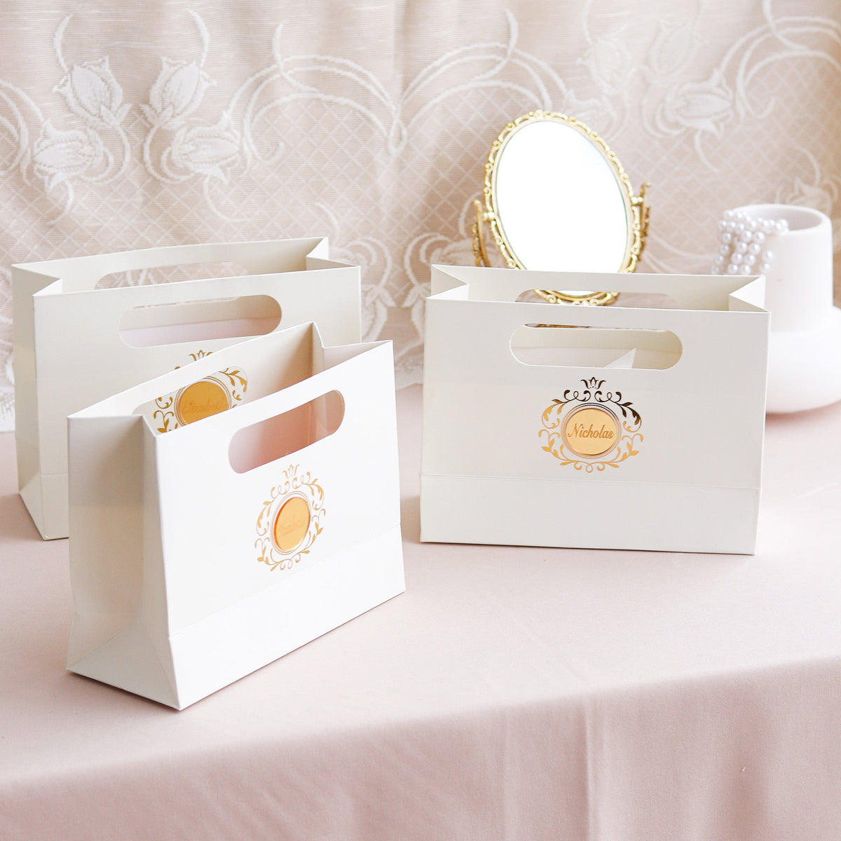 Custom Party Favor Bags Baptism - Set of 12 - Craft Rosaries