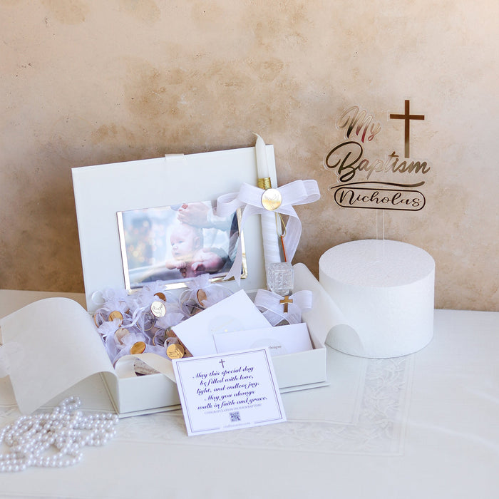 Large Baptism Gift Set with Cross Keychains - Craft Rosaries
