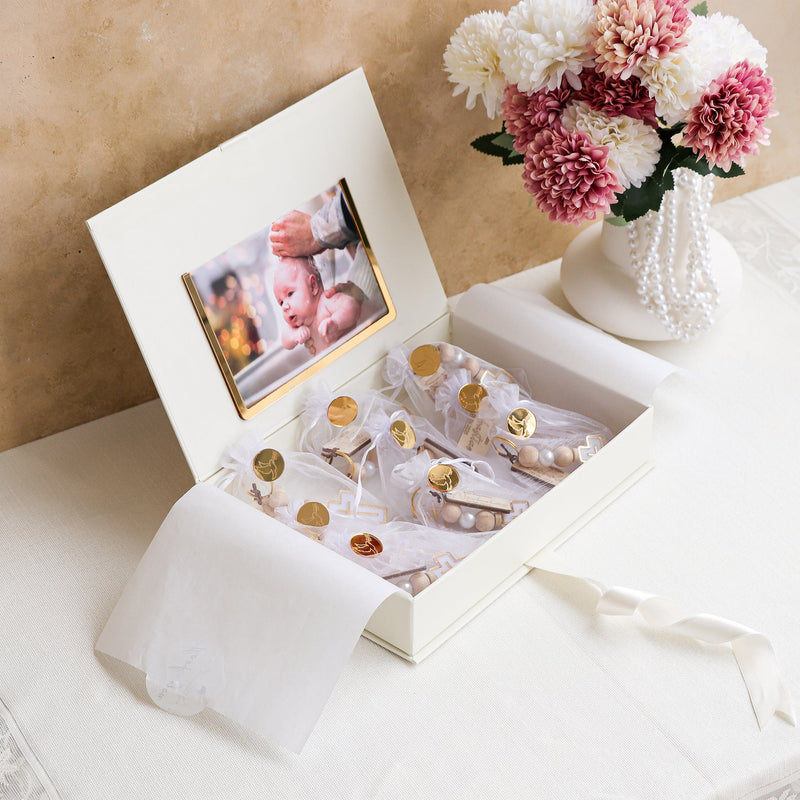 Large Baptism Gift Set with Cross Keychains - Craft Rosaries