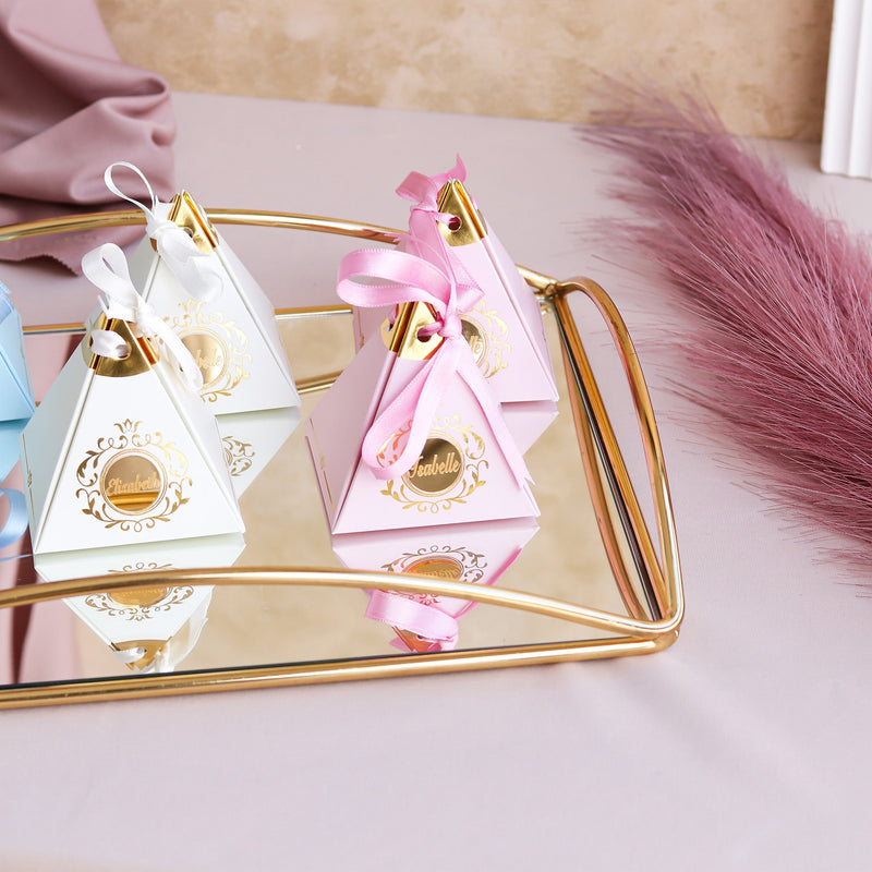 Personalized Pyramid Favor Boxes Baptism - Set of 12 - Craft Rosaries