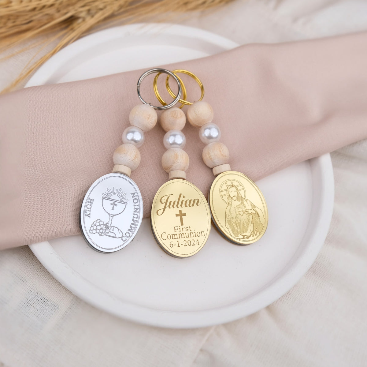 Elegant Custom Keychains for Christening Guests