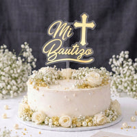 Adornos para Tartas Católicas al por Mayor | Acrílico Dorado | 6 Diseños | EN y ES