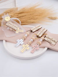 Personalized Baptism Cross Keychain Favors