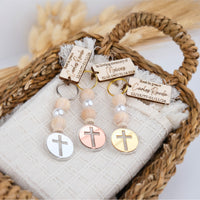 Personalized Funeral Cross Keychains for Guests