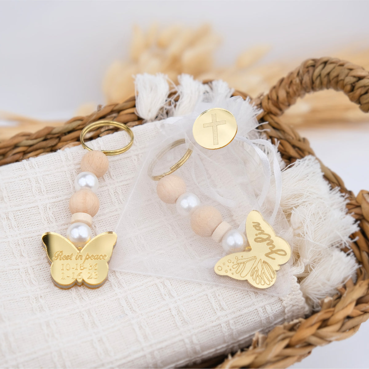 Personalized Butterfly Memorial Keychain Favors