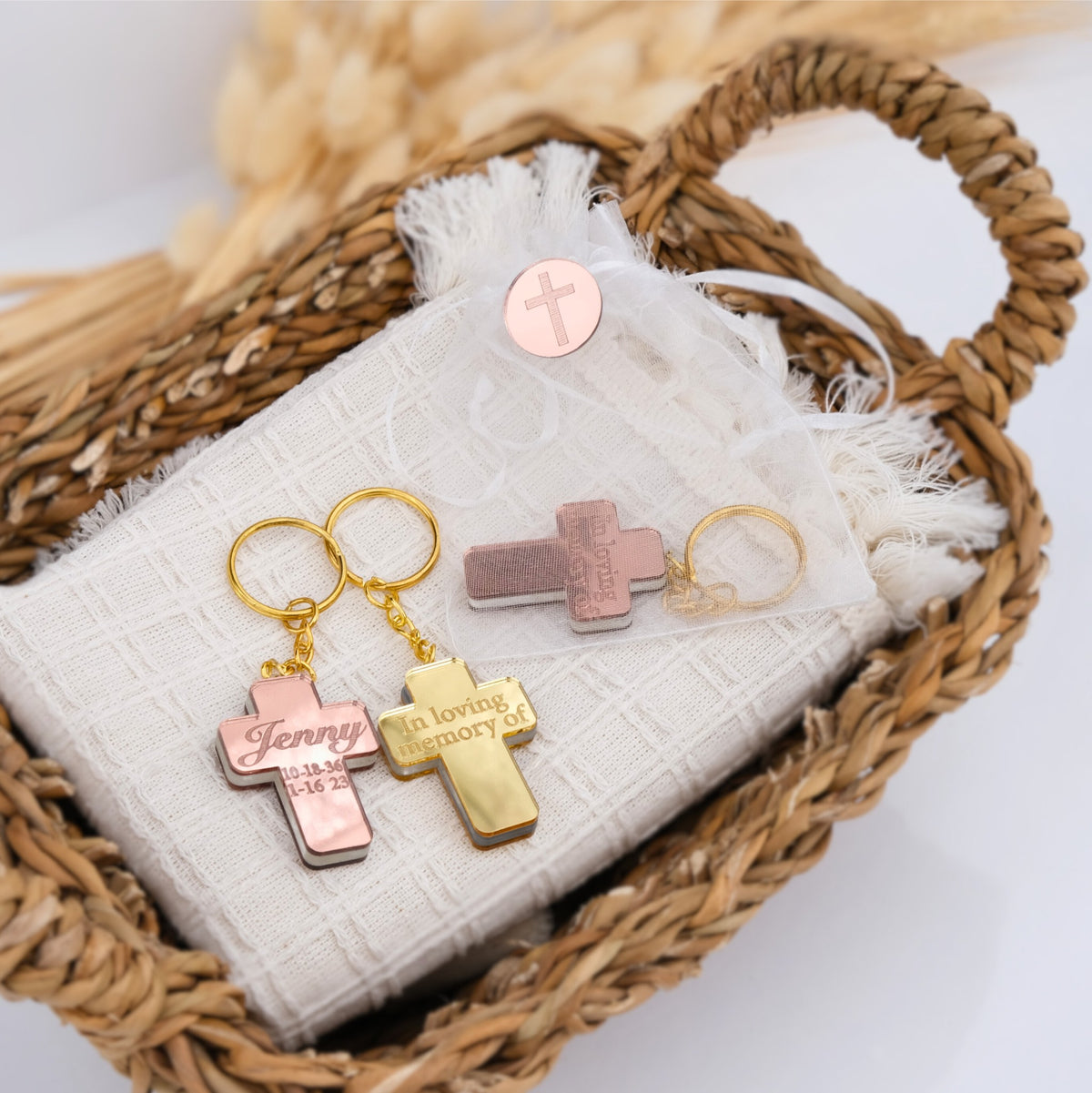 A Touching Tribute for Funeral Guests - Cross Keychain Favors