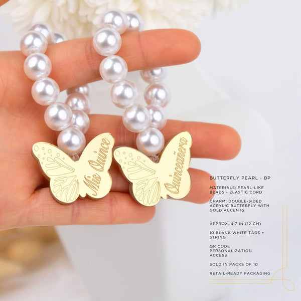 Butterfly Pearl Mini Rosary — Wholesale | 1 Pack (10 pcs) | QR Personalization Included