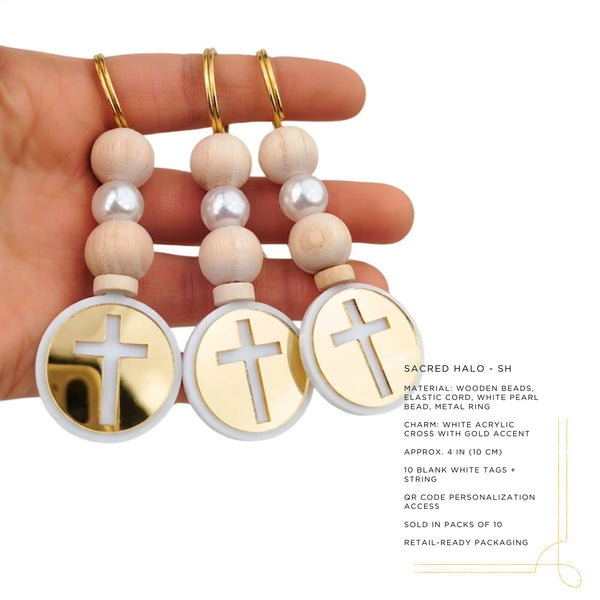 Baptism cross keychain favors for guests