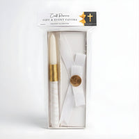 Bapitsm Gift box with a white candle and gold accents, featuring 'Craft Rosaries' branding.