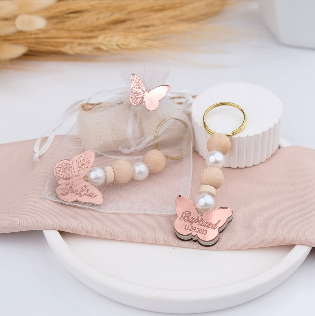 Personalized Baptism Favors - Butterfly Keychain