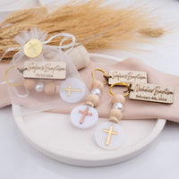 Personalized Cross Keychain Favors for Baptism Events