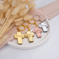 Personalized Baptism Cross Keychain Favors