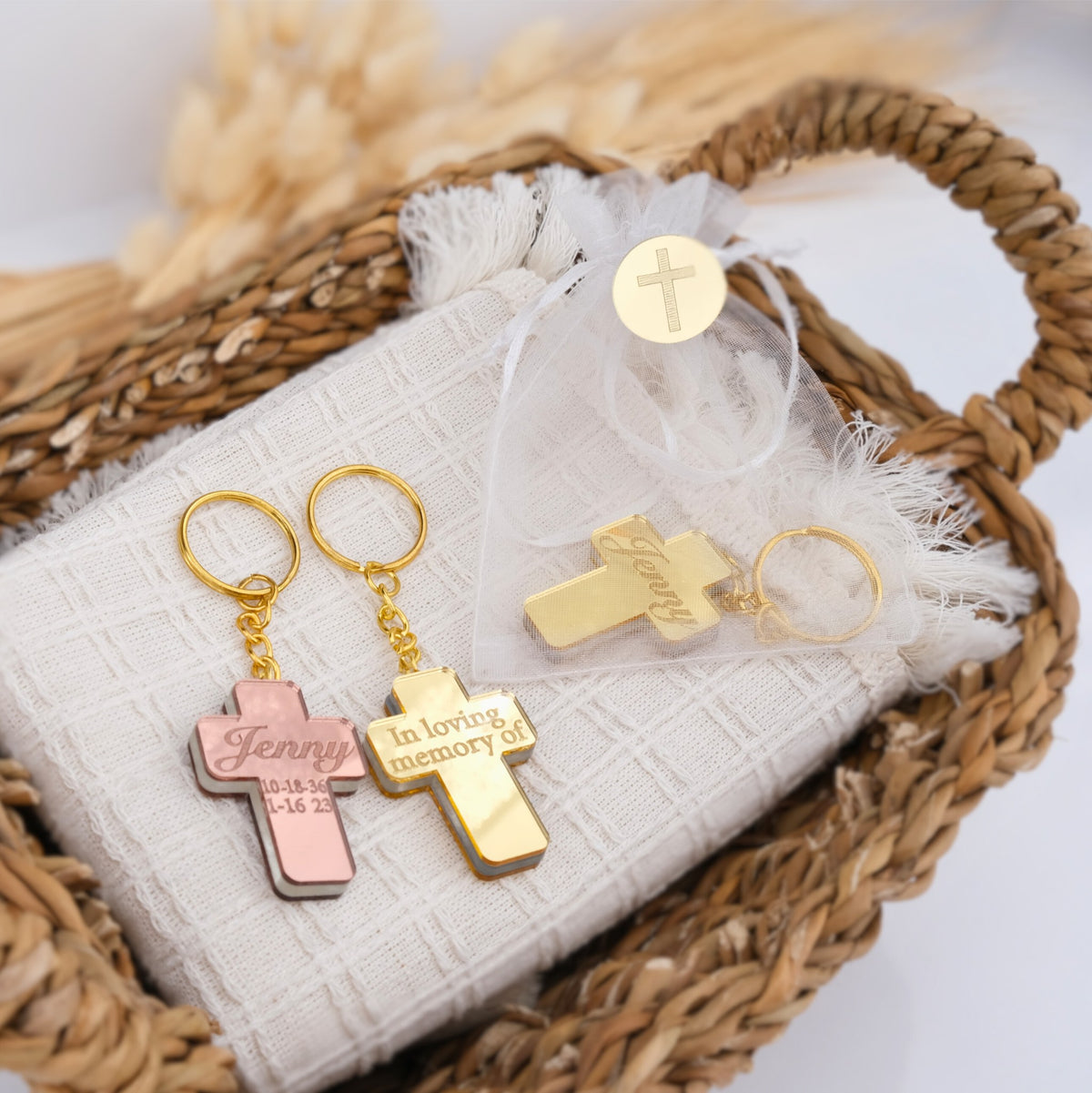 A Touching Tribute for Funeral Guests - Cross Keychain Favors