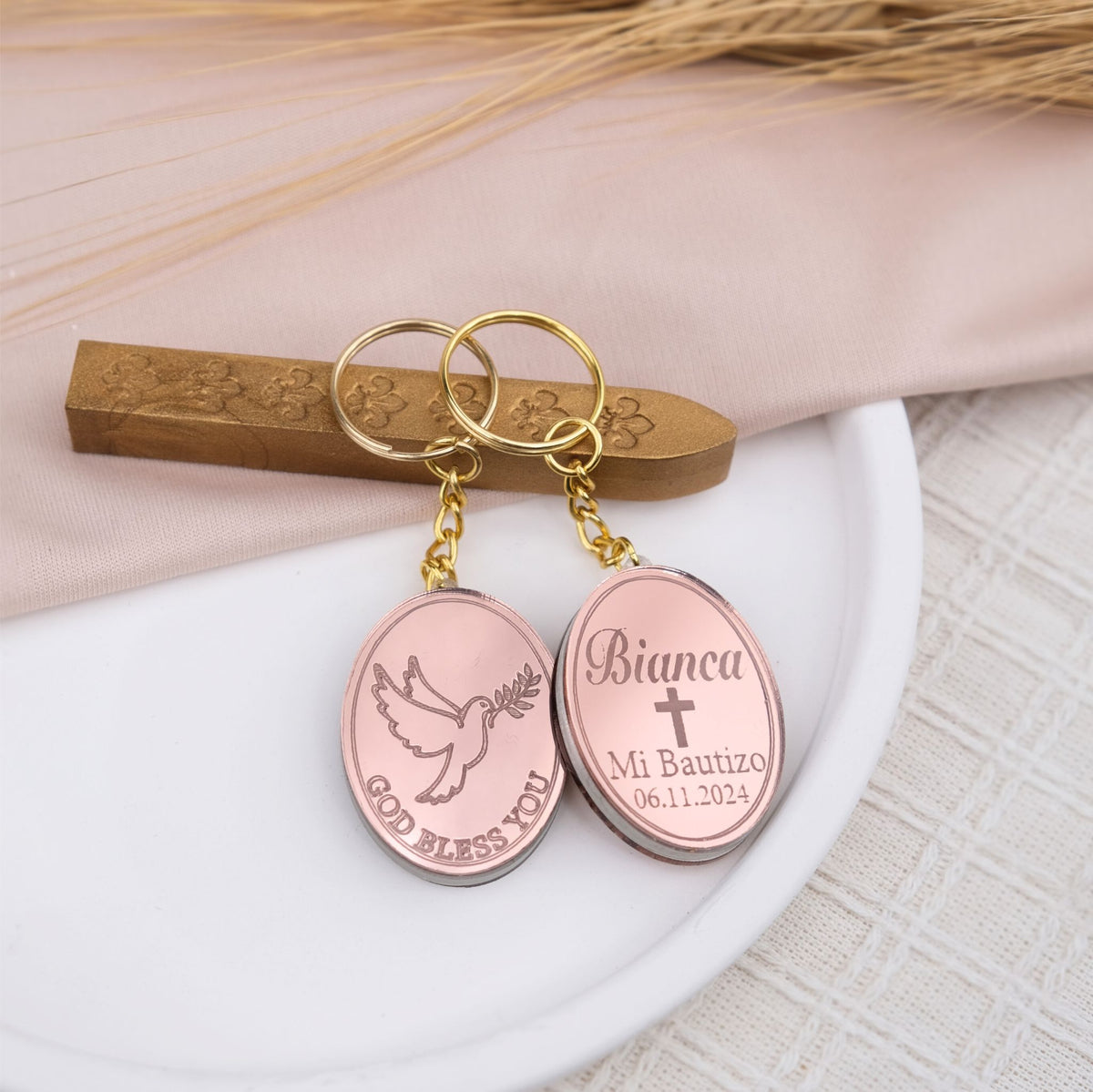 Personalized Baptism Keychain Favors for Guests