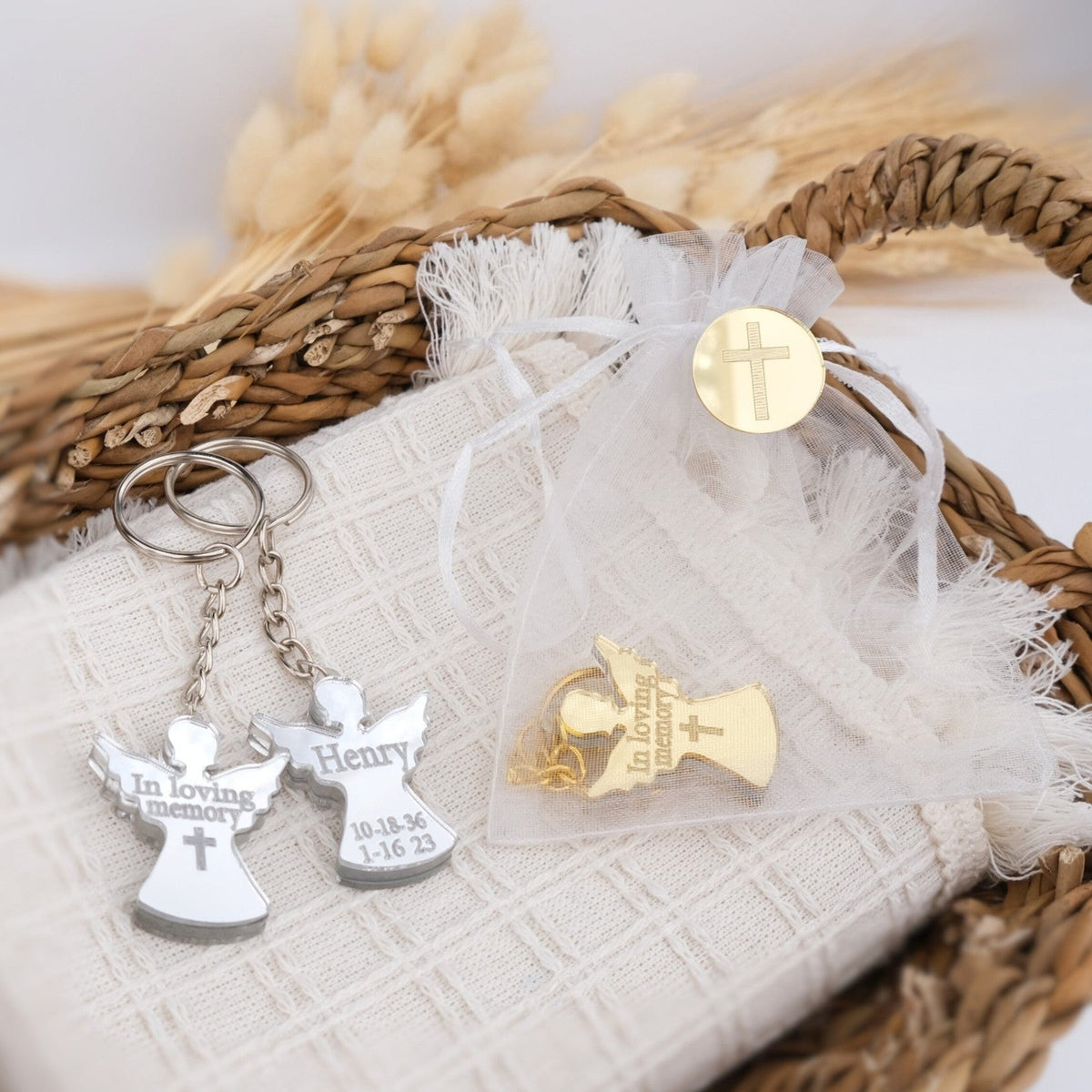 Custom Angel Keychains for Funeral Guest Favors