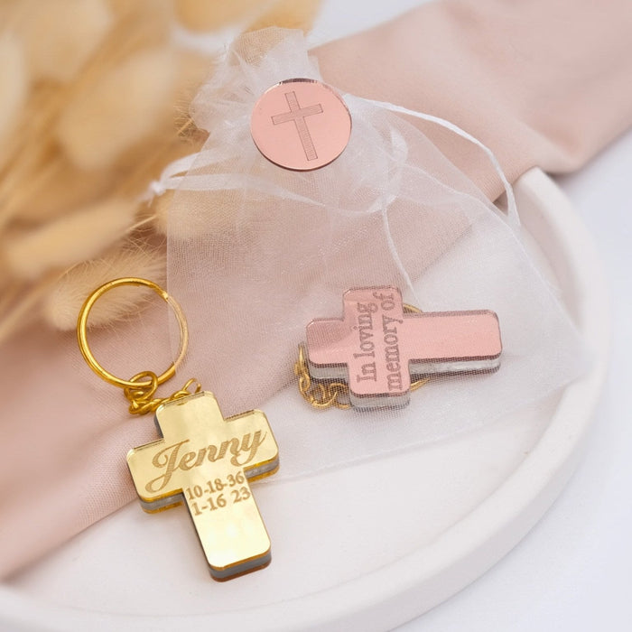 A Touching Tribute for Funeral Guests - Cross Keychain Favors - CRAFT ROSARIES