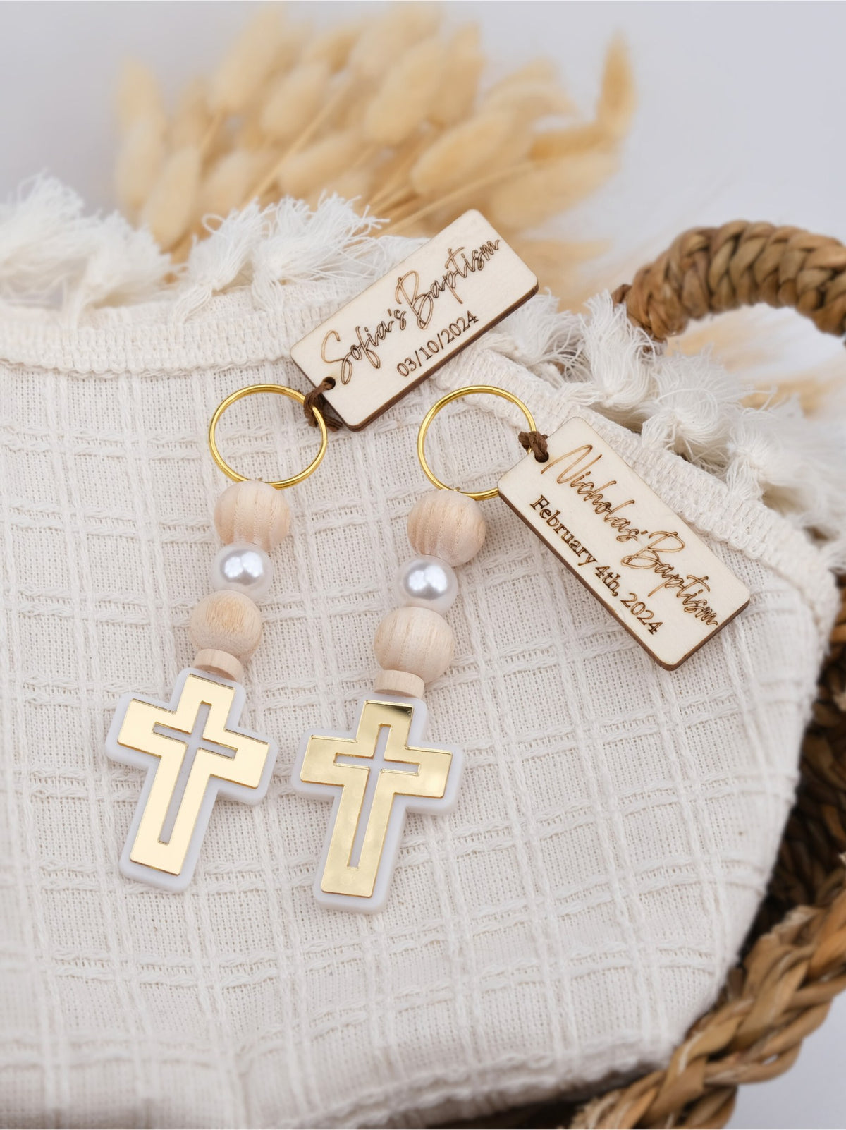 Personalized Baptism Cross Keychain Favors