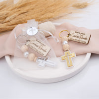 Personalized Memorial Cross Keychains - Elegant Funeral Favors