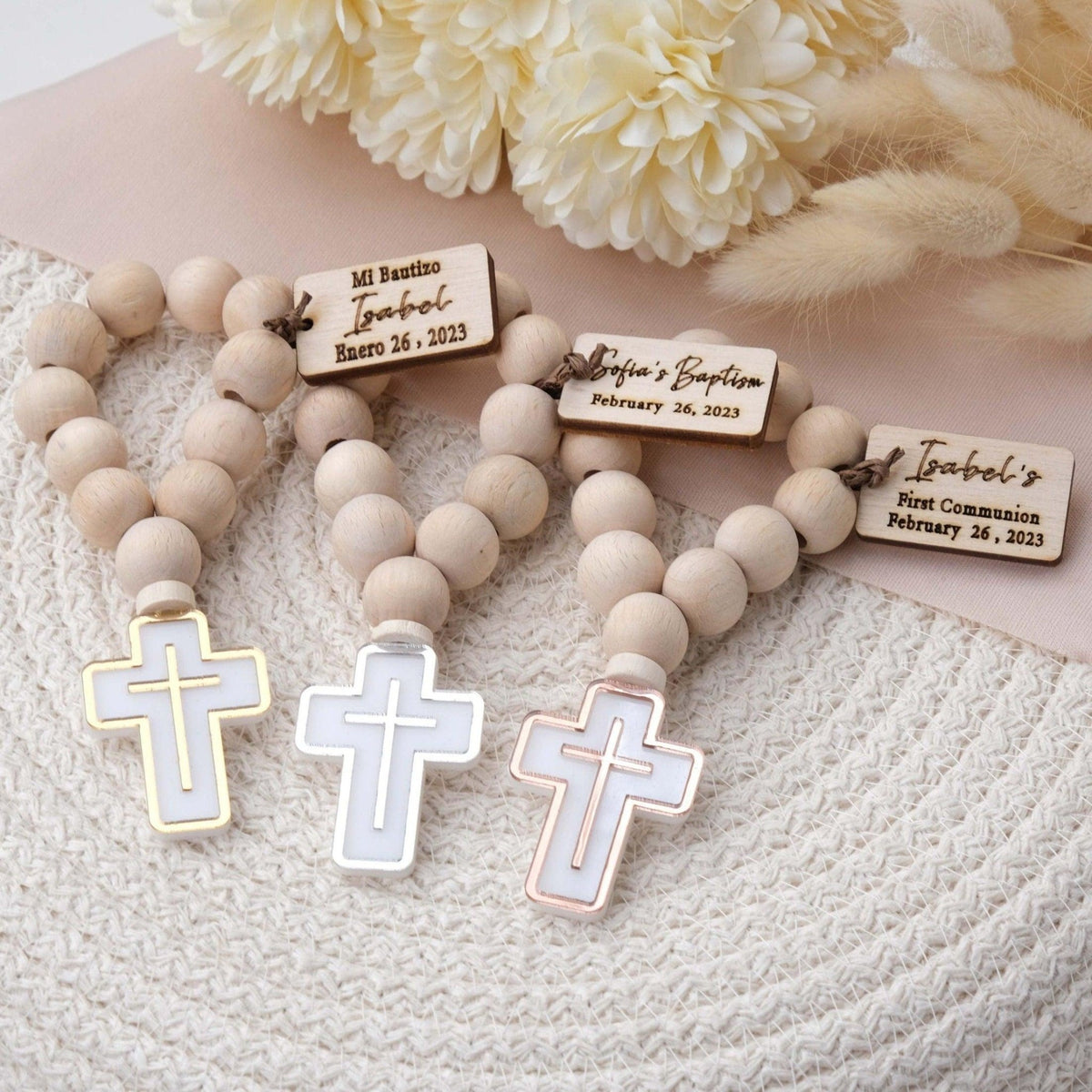 Christening Customizable Mini Wooden Rosaries - CRAFT ROSARIES