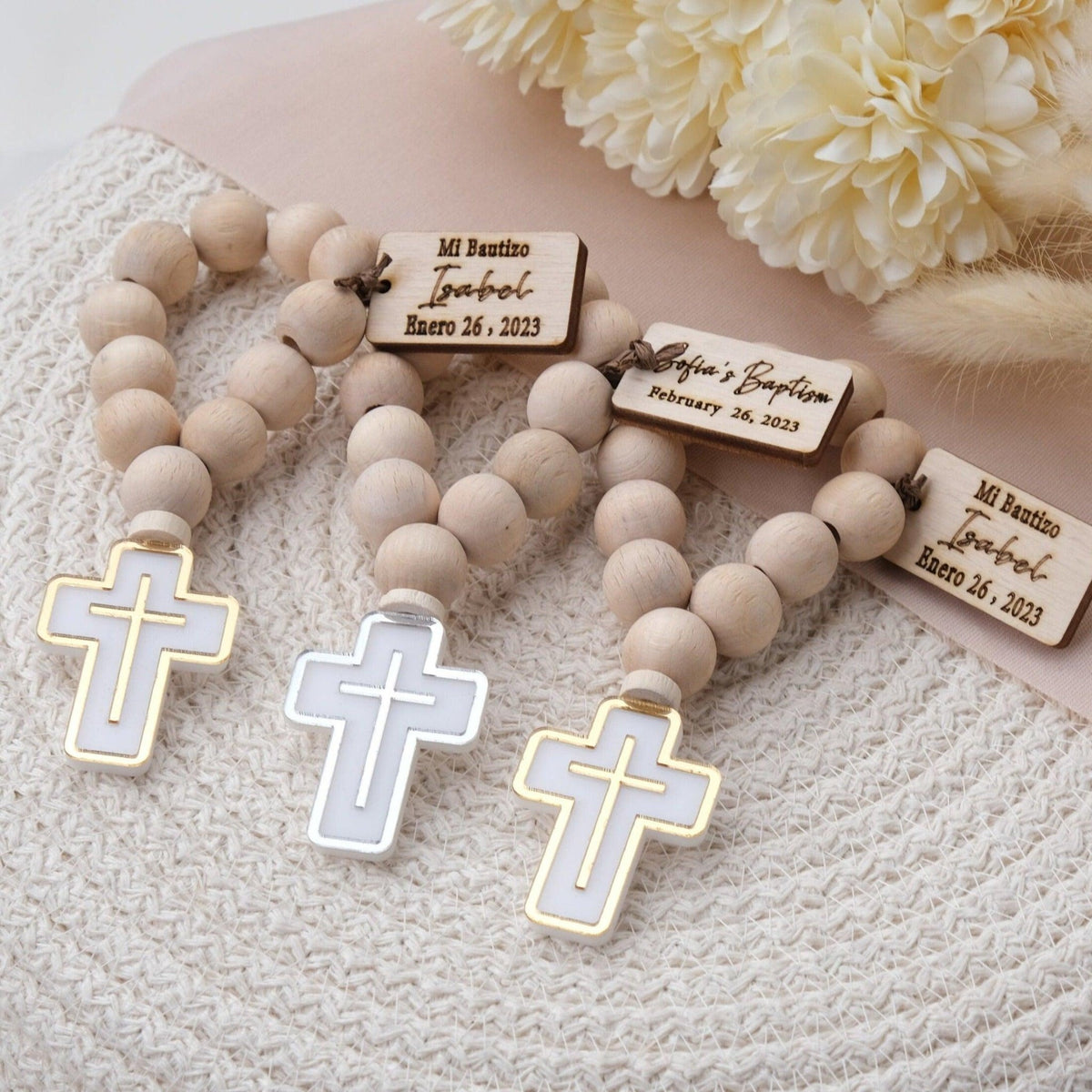 Christening Customizable Mini Wooden Rosaries - CRAFT ROSARIES