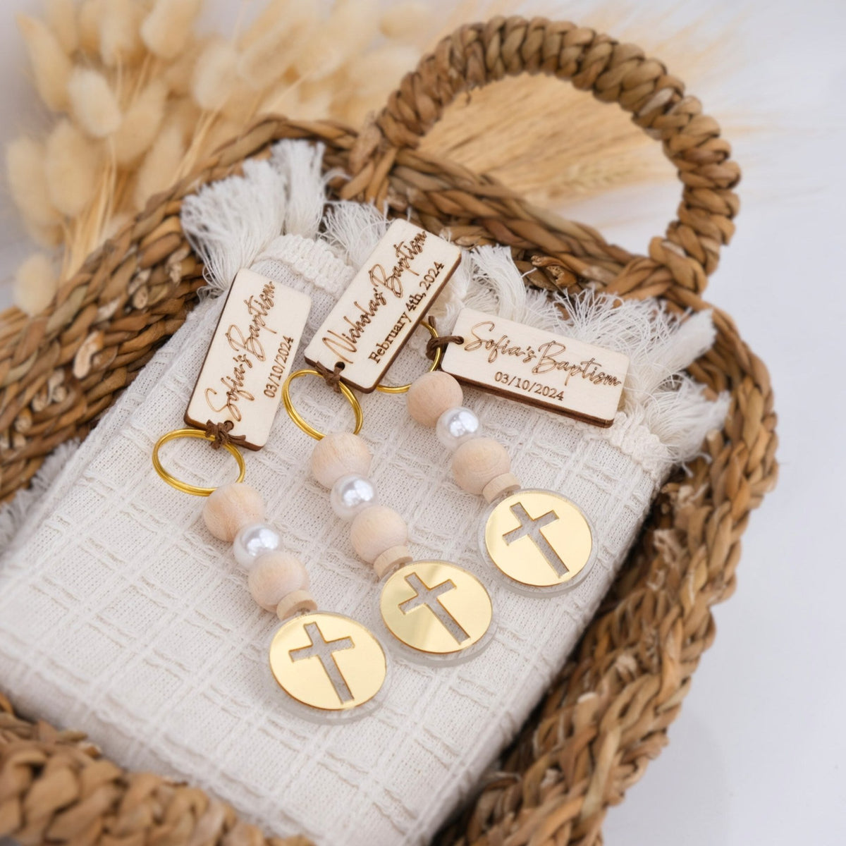 Custom Baptism Keychains – Personalized Favors