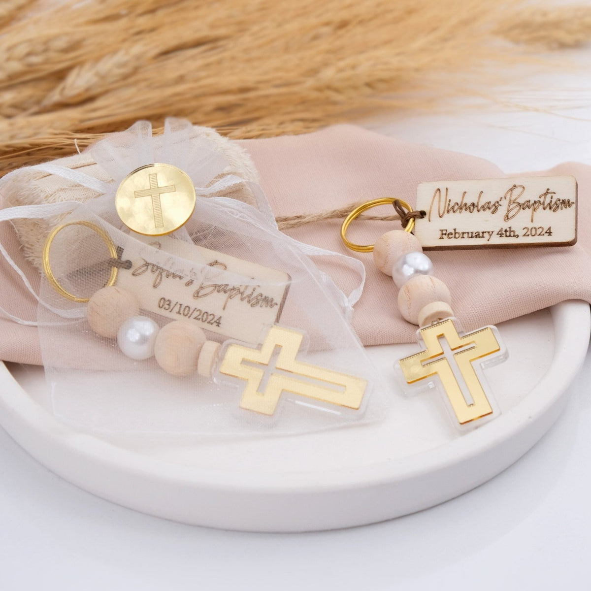 Personalized Baptism Keychains for Guests