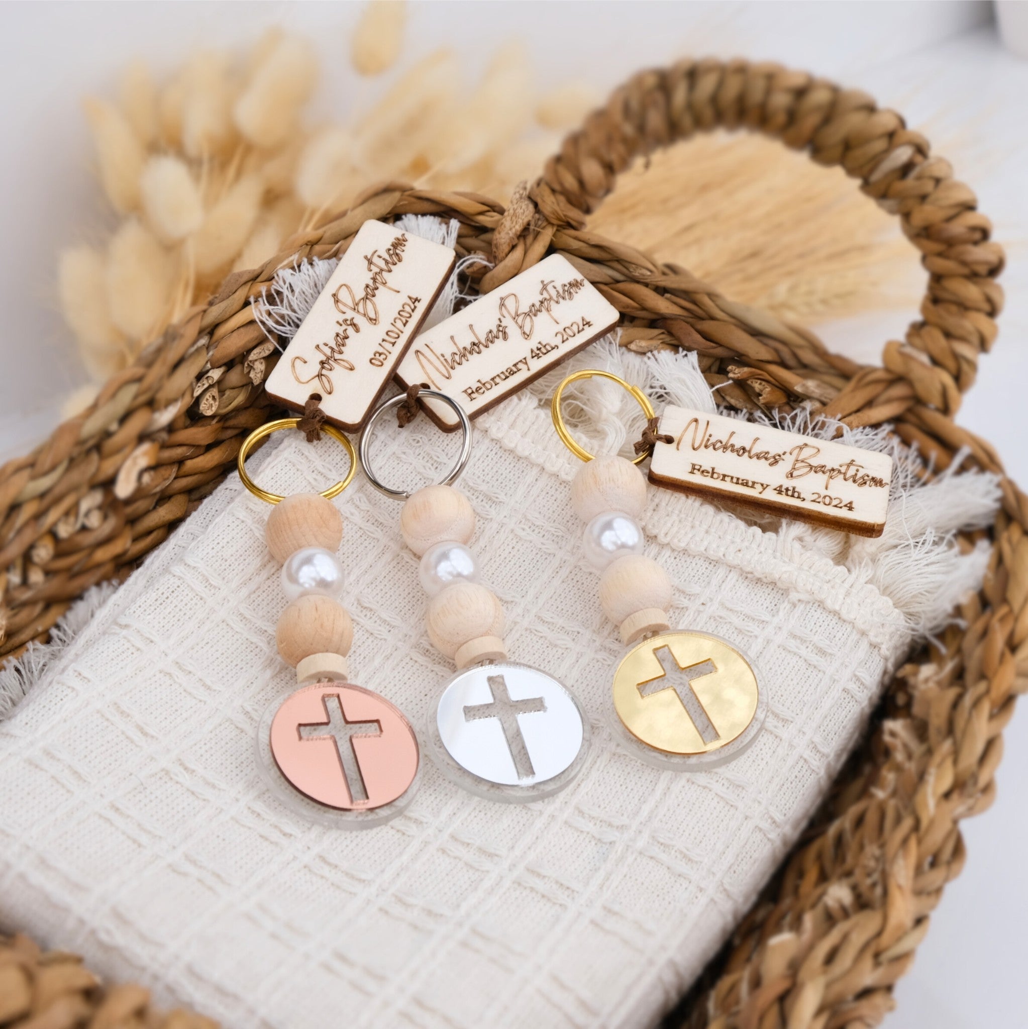 Custom Baptism Keychains – Personalized Favors for Guests – Craft