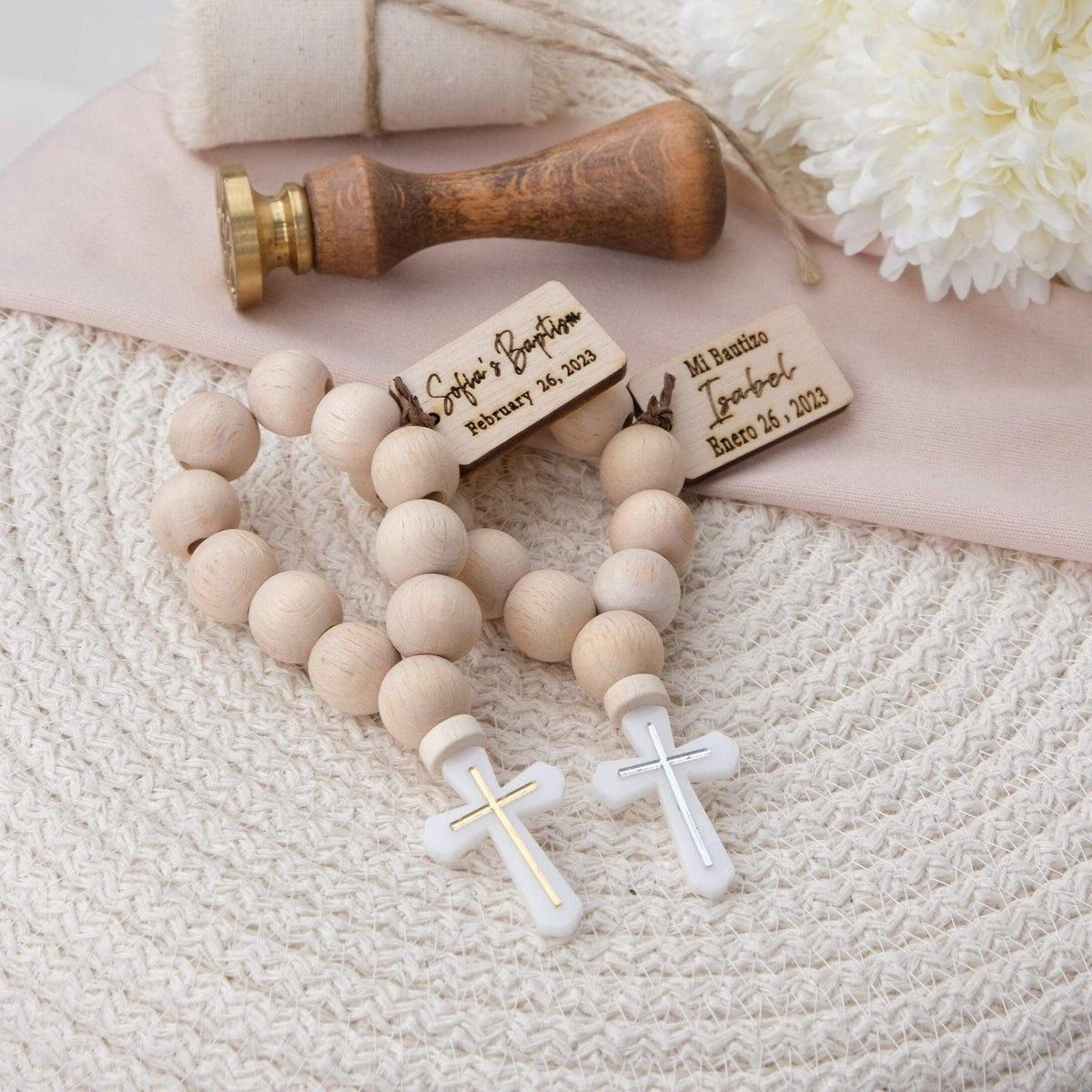 Custom Mini Wooden Baptism Rosaries - CRAFT ROSARIES