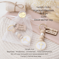 Elegant Cross Keychain Baptism Guest Favors - CRAFT ROSARIES