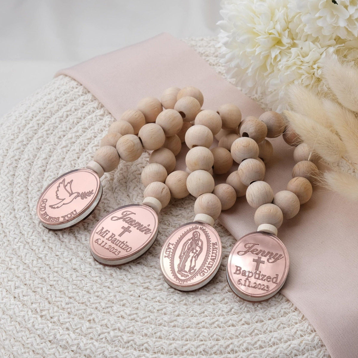 Elegant Custom Wooden Rosaries for Baptism Guests - CRAFT ROSARIES