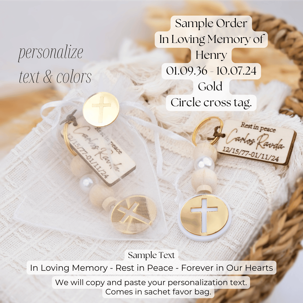 Elegant Memorial Cross Keychain Favors for Guests - CRAFT ROSARIES