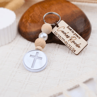 Elegant Memorial Cross Keychain Favors for Guests - CRAFT ROSARIES