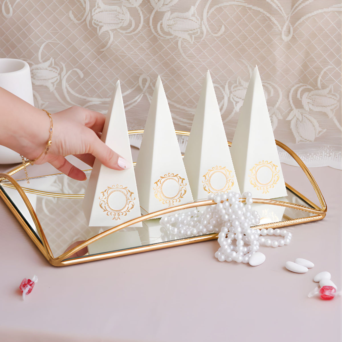Wholesale Cone Candy Favor Boxes | Gold Foil | 3 Colors | Pack of 10