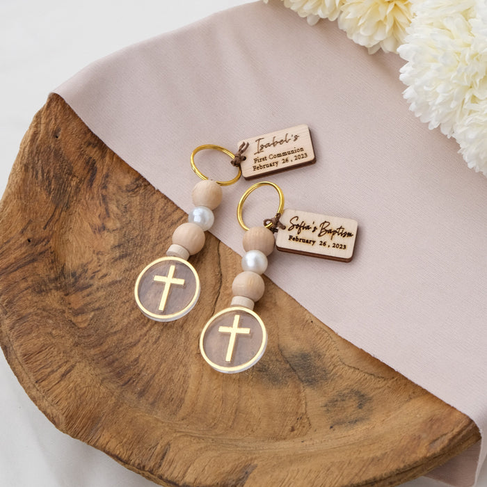 Personalized Baptism Cross Favors for Guests, Mini Keychain Favor Christening Favors, Custom First Communion Favors, Bautizo Favors Bulk