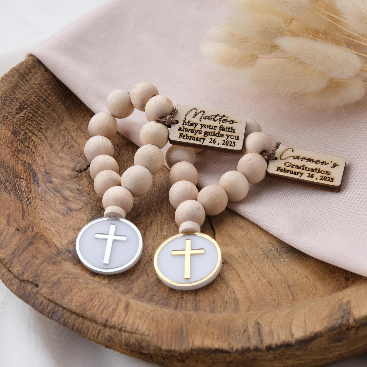 Personalized Mini Wooden Rosary Favors for Catholic Graduation , Back to School Catholic Gift , Religious Party Favors , Graduation Favors