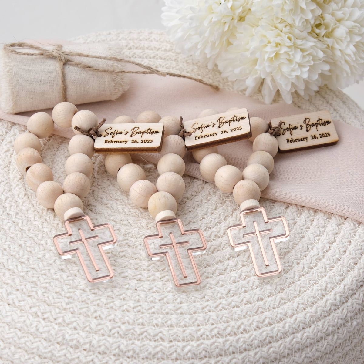 Christening Guest Favors, Personalized Mini Wooden Rosary Favor Baptism, Communion Favors Bulk, Confirmation Keepsake, Catholic Favors Guest