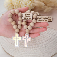 Personalized Baptism Mini Rosary Favors for Guests with Cross, Custom Christening Favors for Boy & Girl, Bautizo Favors, First Communion