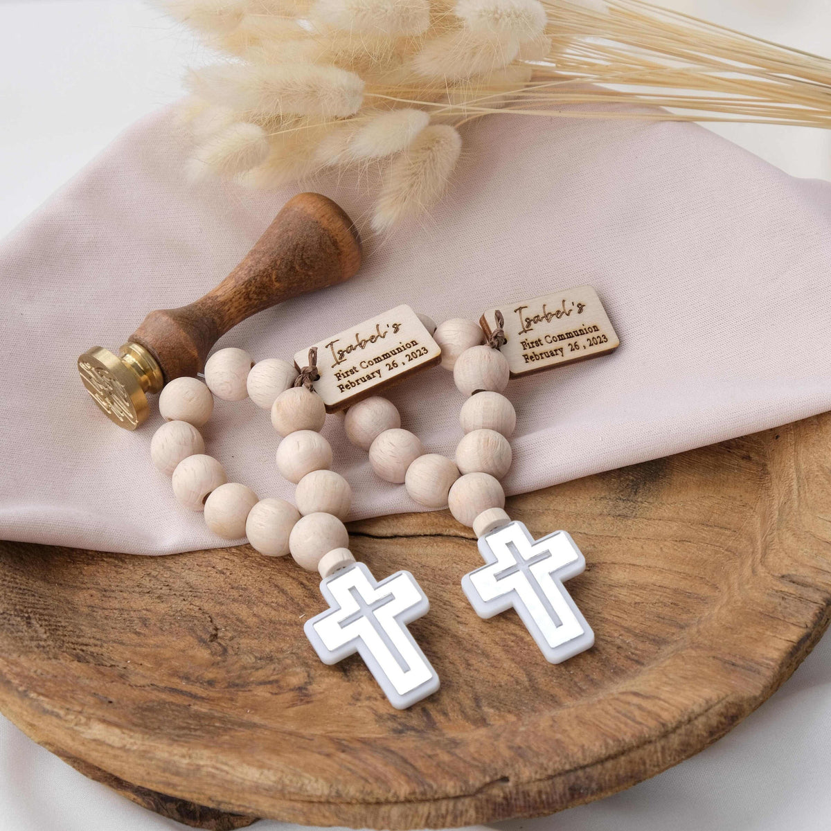 Personalized Baptism Mini Rosary Favors for Guests with Cross, Custom Christening Favors for Boy & Girl, Bautizo Favors, First Communion