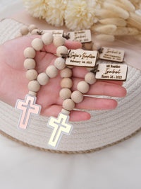 Personalized Baptism Mini Rosary Favors for Guests with Cross, Custom Christening Favors for Boy & Girl, Bautizo Favors, First Communion