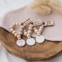 Personalized Baptism Mini Wooden Rosary Favors with Cross Figure, Christening, Bautizo, First Communion, Religious Gifts, Bautizo Recuerdos