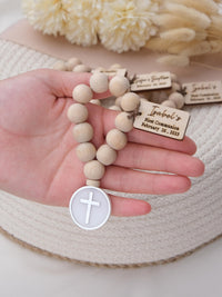 Personalized Baptism Mini Wooden Rosary Favors with Cross Figure, Christening, Bautizo, First Communion, Religious Gifts, Bautizo Recuerdos