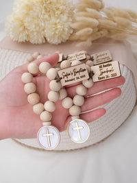 Personalized Baptism Mini Wooden Rosary Favors with Cross Figure, Christening, Bautizo, First Communion, Religious Gifts, Bautizo Recuerdos