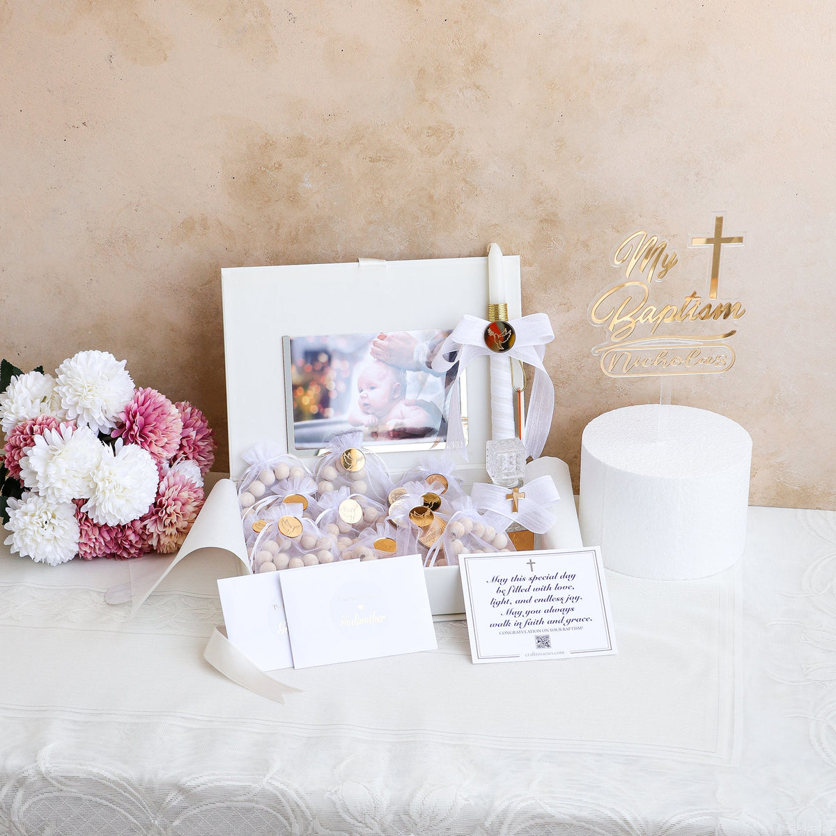 Large Baptism Gift Set with Mini Rosaries - Craft Rosaries
