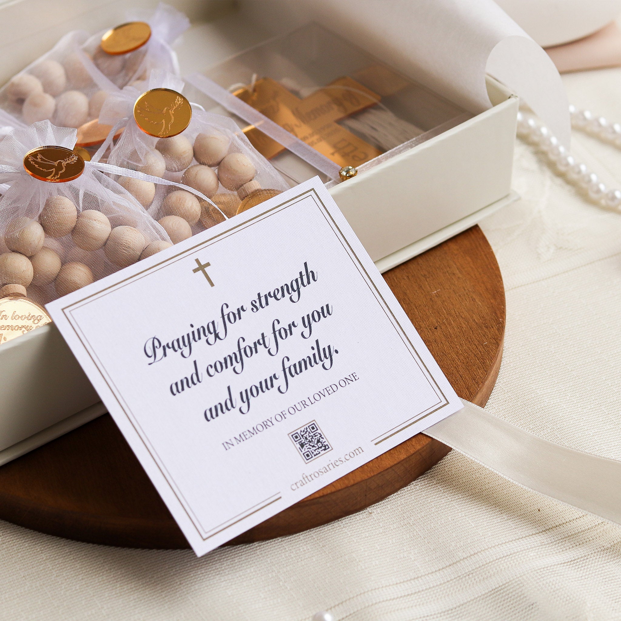 Large Personalized Funeral Memory Box with Mini Rosaries – Craft