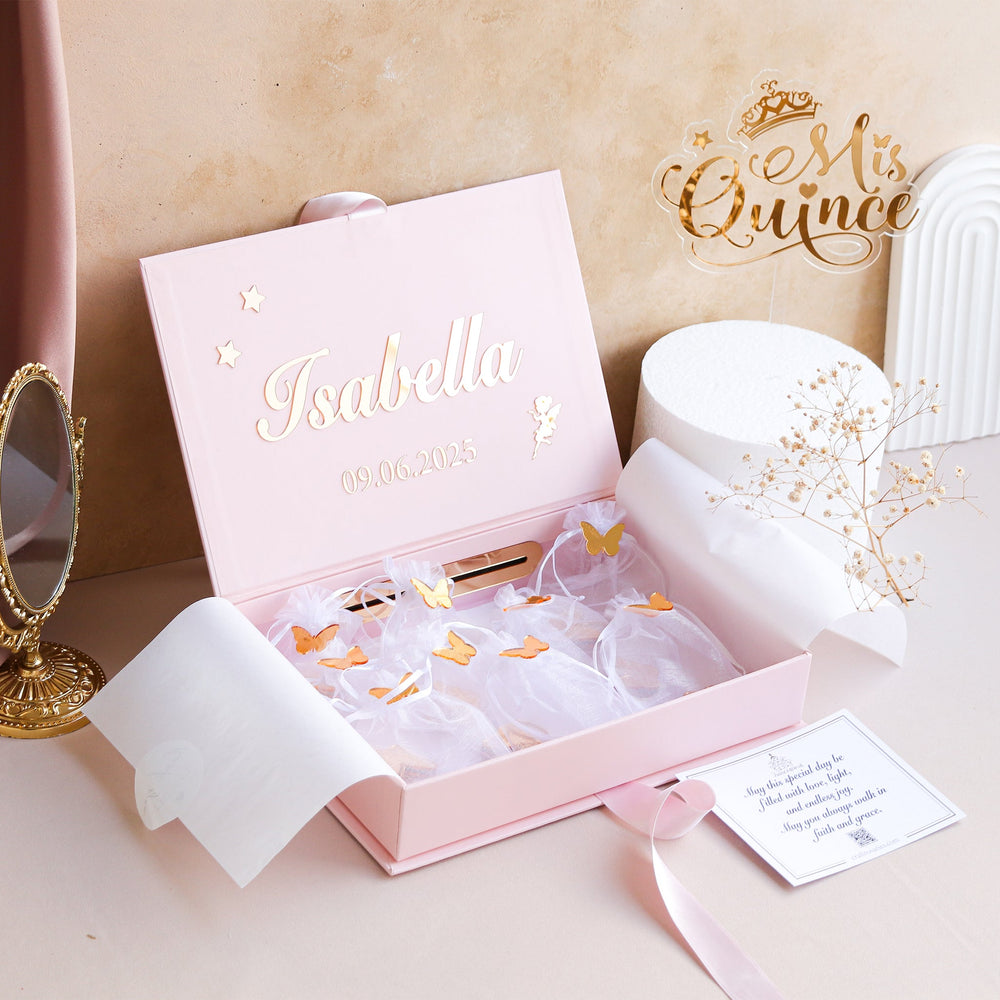 Large Personalized Quinceañera Rosary Box Gift Set | Mis Quince - Craft Rosaries