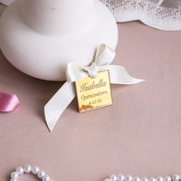 Luxury Acrylic Mirror Favor Tags Baptism - Set of 12 - Craft Rosaries