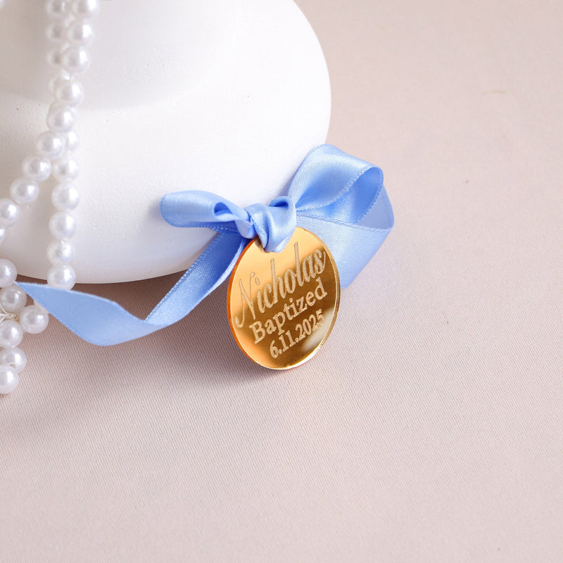 Luxury Acrylic Mirror Favor Tags Baptism - Set of 12 - Craft Rosaries