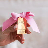 Luxury Acrylic Mirror Favor Tags Baptism - Set of 12 - Craft Rosaries