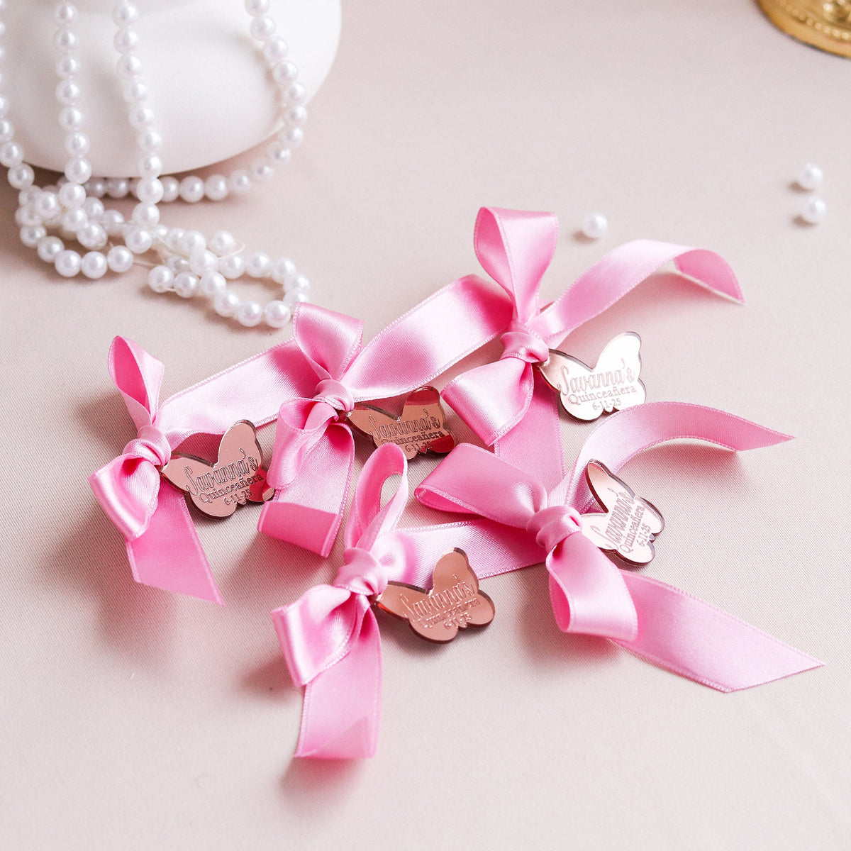 Luxury Acrylic Mirror Favor Tags Baptism - Set of 12 - Craft Rosaries