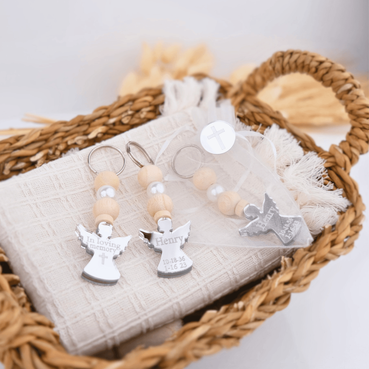 Personalized Angel Memorial Keychain Favors – Craft Rosaries Personalized Angel Memorial Keychain Favors – Craft Rosaries